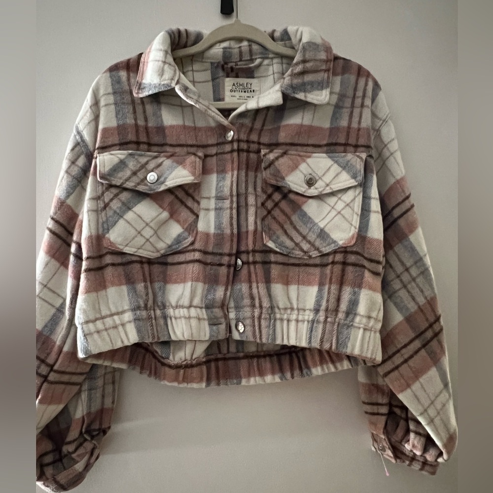 Ashley Outerwear Women’s Pink & Cream Plaid Jacket – Size Large